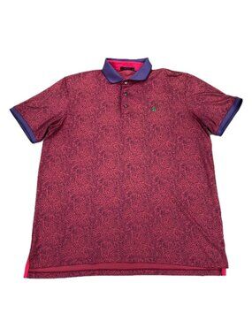 Greyson Polo Shirt Mens Large Pink Floral Print Stretch Thieves Golf Performance